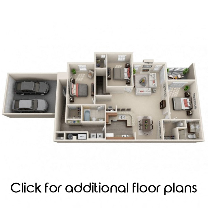 Floor plan for 3 beds, 2 baths, 1739 sqft